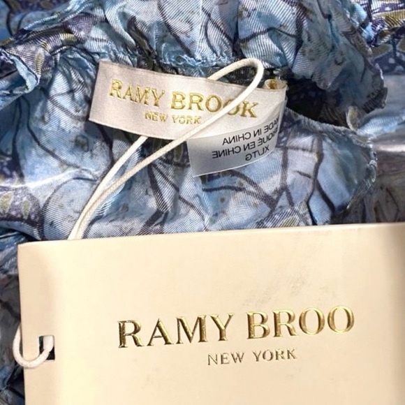 RAMY BROOK Tatum Leaf Floral Print Long Sleeve Pleated Ruffle Mini Dress Medium - Picture 10 of 11